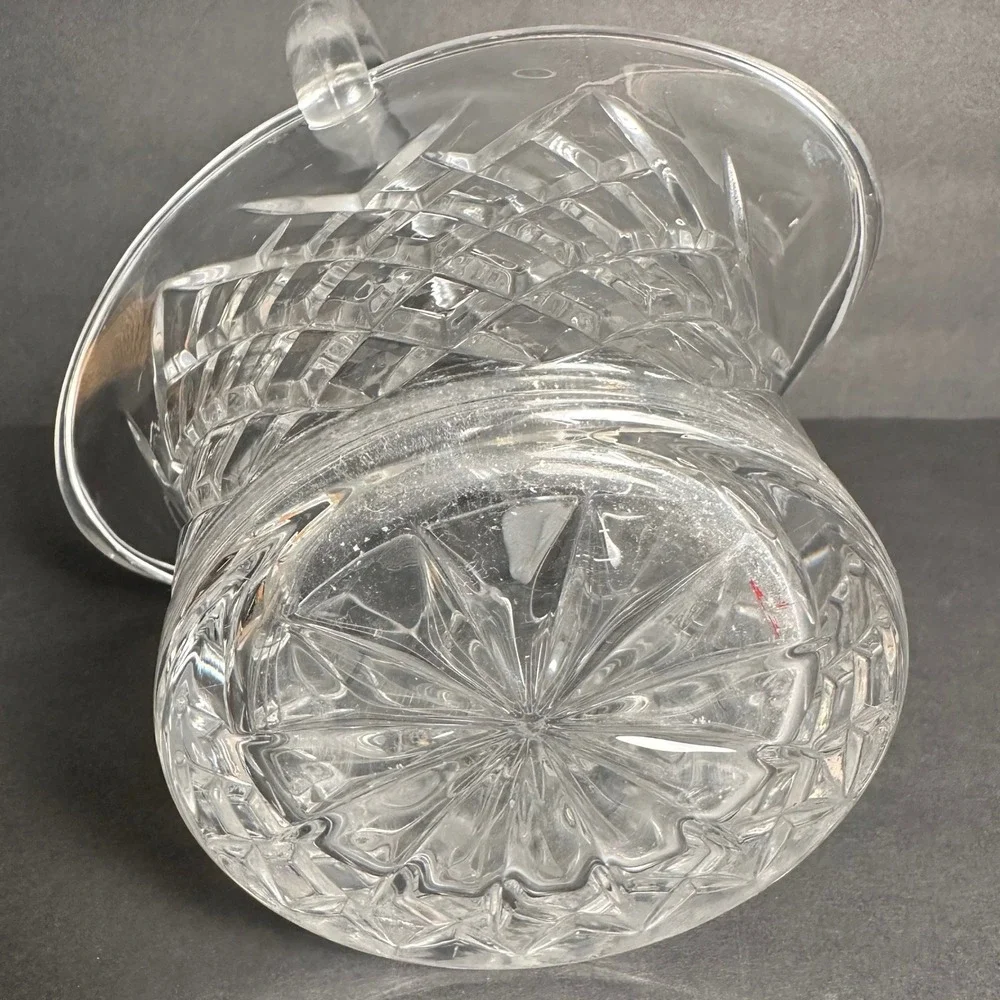 Crystal Basket Diamond Cut Glass Basket Weave Vase Home Decor Table Centerpiece‎